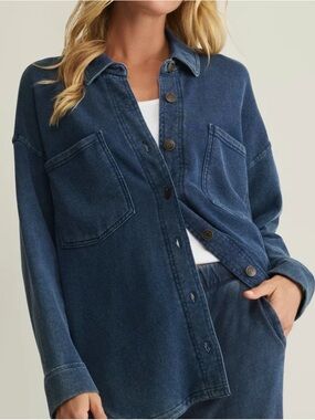 Z Supply All Day Knit Denim Jacket in Indigo